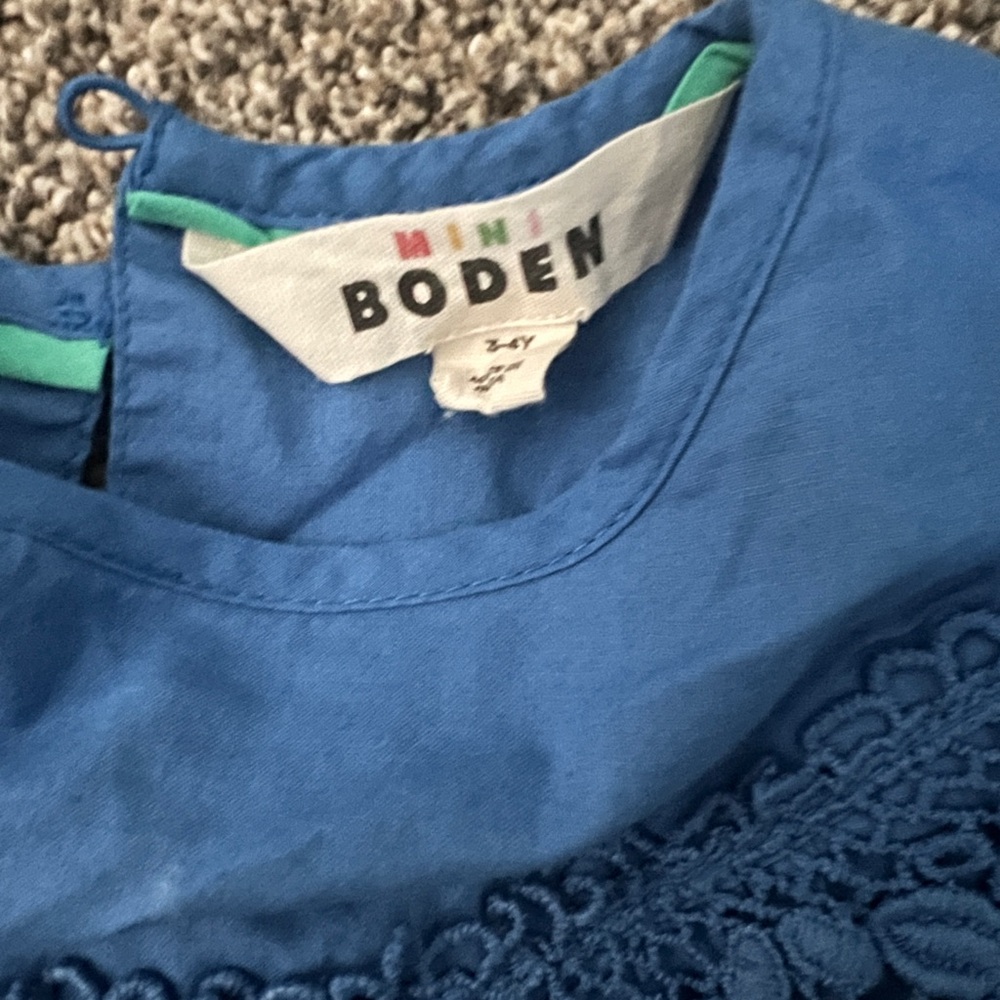 Mini Boden Blue Flutter Sleeve Sundress EUC size 3-4yrs - Picture 6 of 7